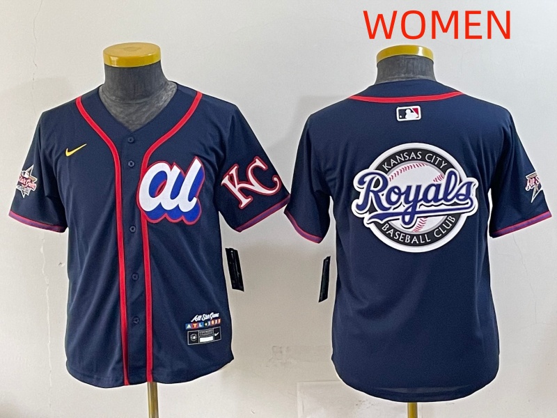 women 2025 Kansas City Royals Blank Drak Blue All star Blank Blue Nike MLB Jersey style 4->women mlb jersey->Women Jersey